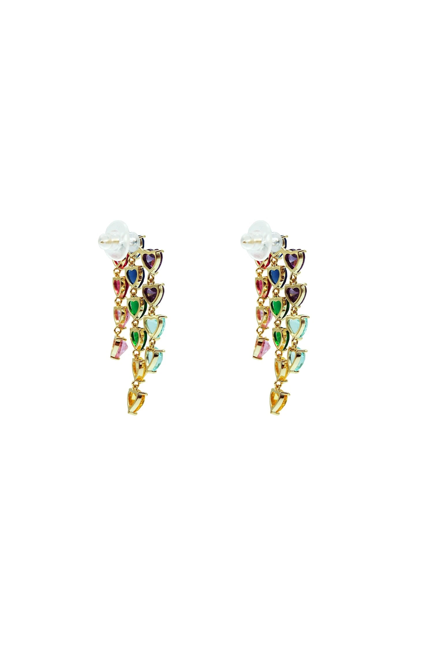 Adena Multicoloured Trio Heart Earrings 4 Adena Multicoloured Trio Heart Earrings - Image 2