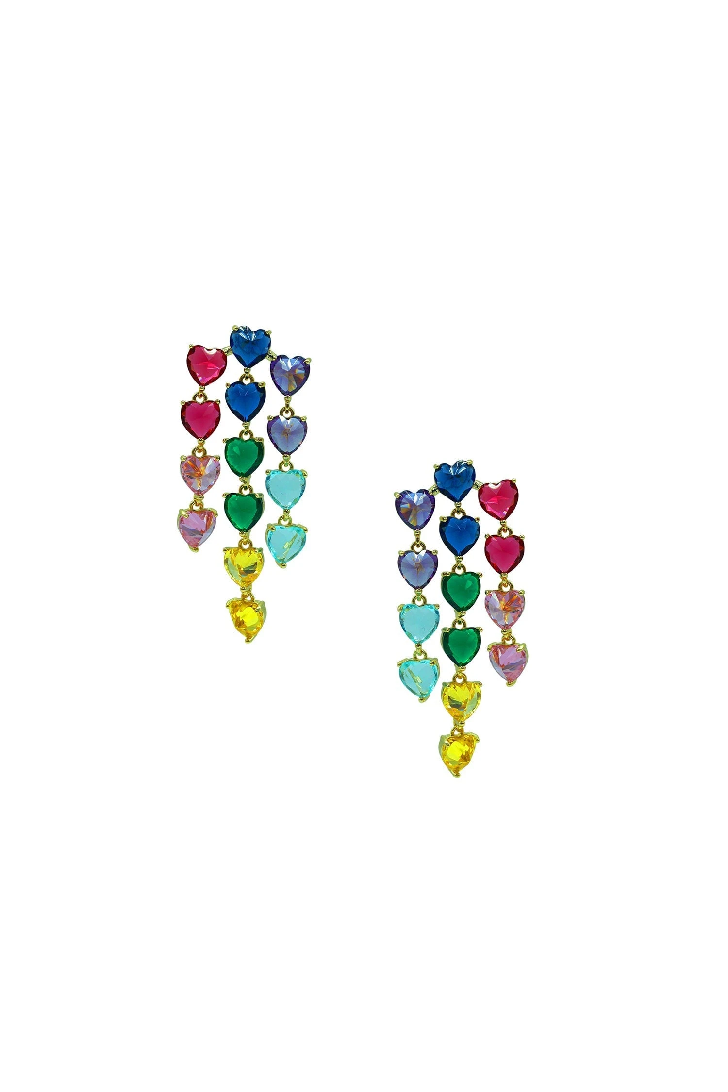 Adena Multicoloured Trio Heart Earrings 5 Adena Multicoloured Trio Heart Earrings - Image 3