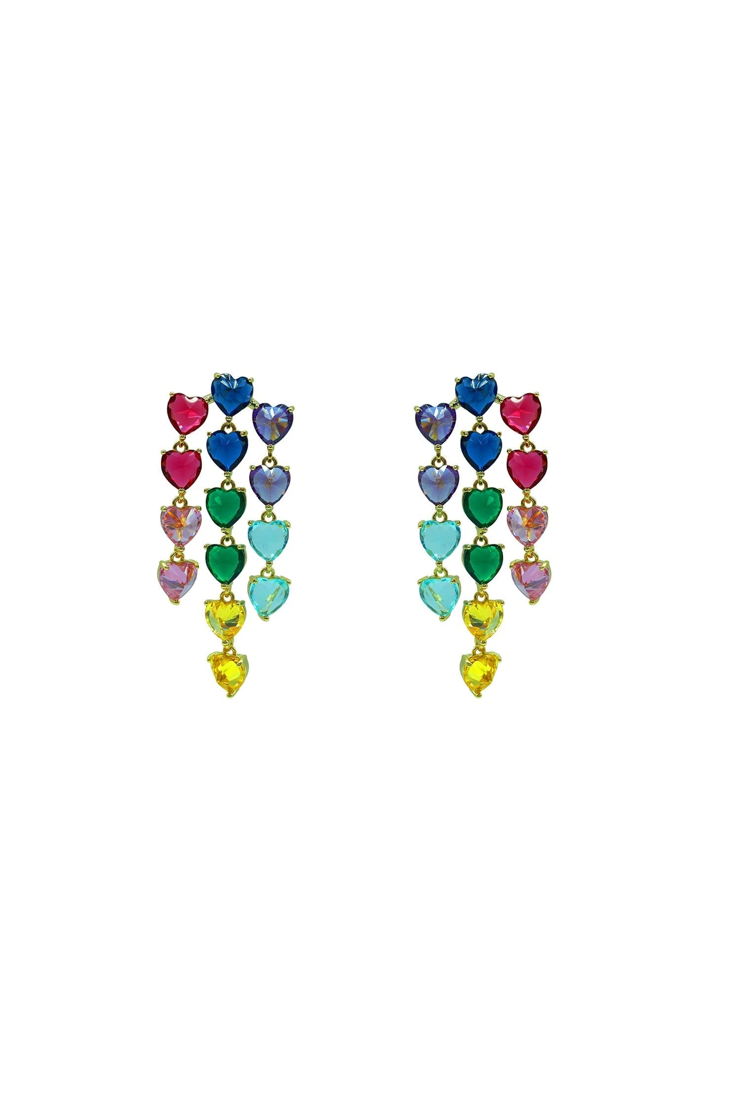 Adena Multicoloured Trio Heart Earrings 3 Adena Multicoloured Trio Heart Earrings
