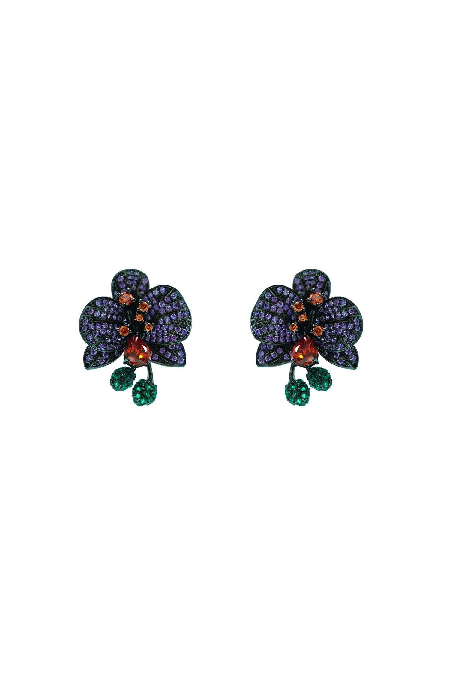 Amandine Black Floral Studs 3 Amandine Black Floral Studs