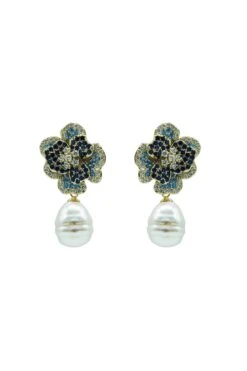 Marni Blue Flower Pearl Stud