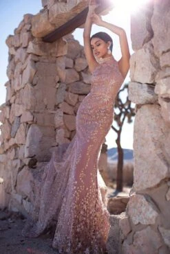 Tyra Glitter Cape Gown - Rose Gold -Alamour The Label US 48 0b4f93d4 26df 4241 8271 19004058afa0