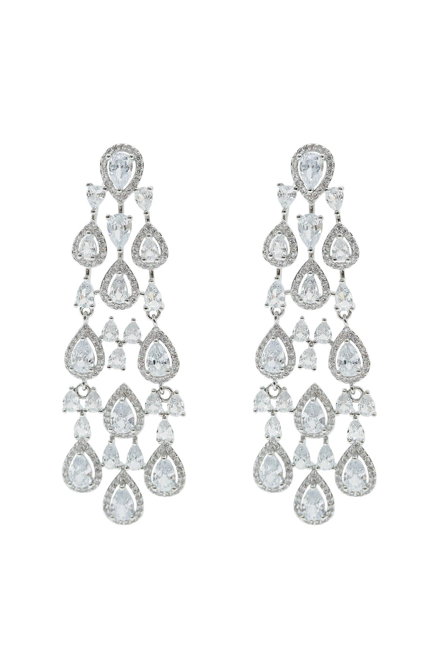 Corrine Silver Embellished Drop Earrings 2 Corrine Silver Embellished Drop Earrings