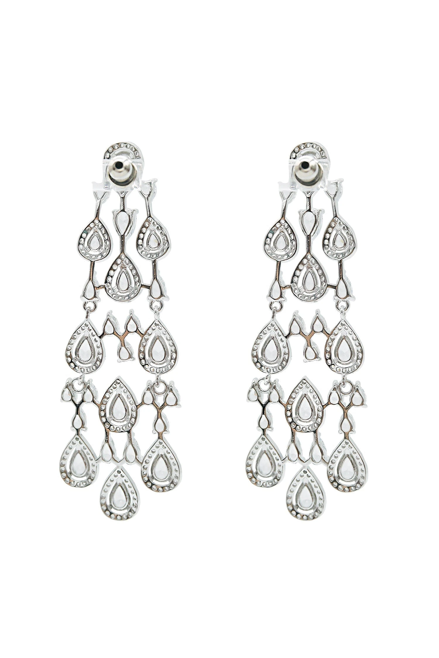 Corrine Silver Embellished Drop Earrings 4 Corrine Silver Embellished Drop Earrings - Image 3