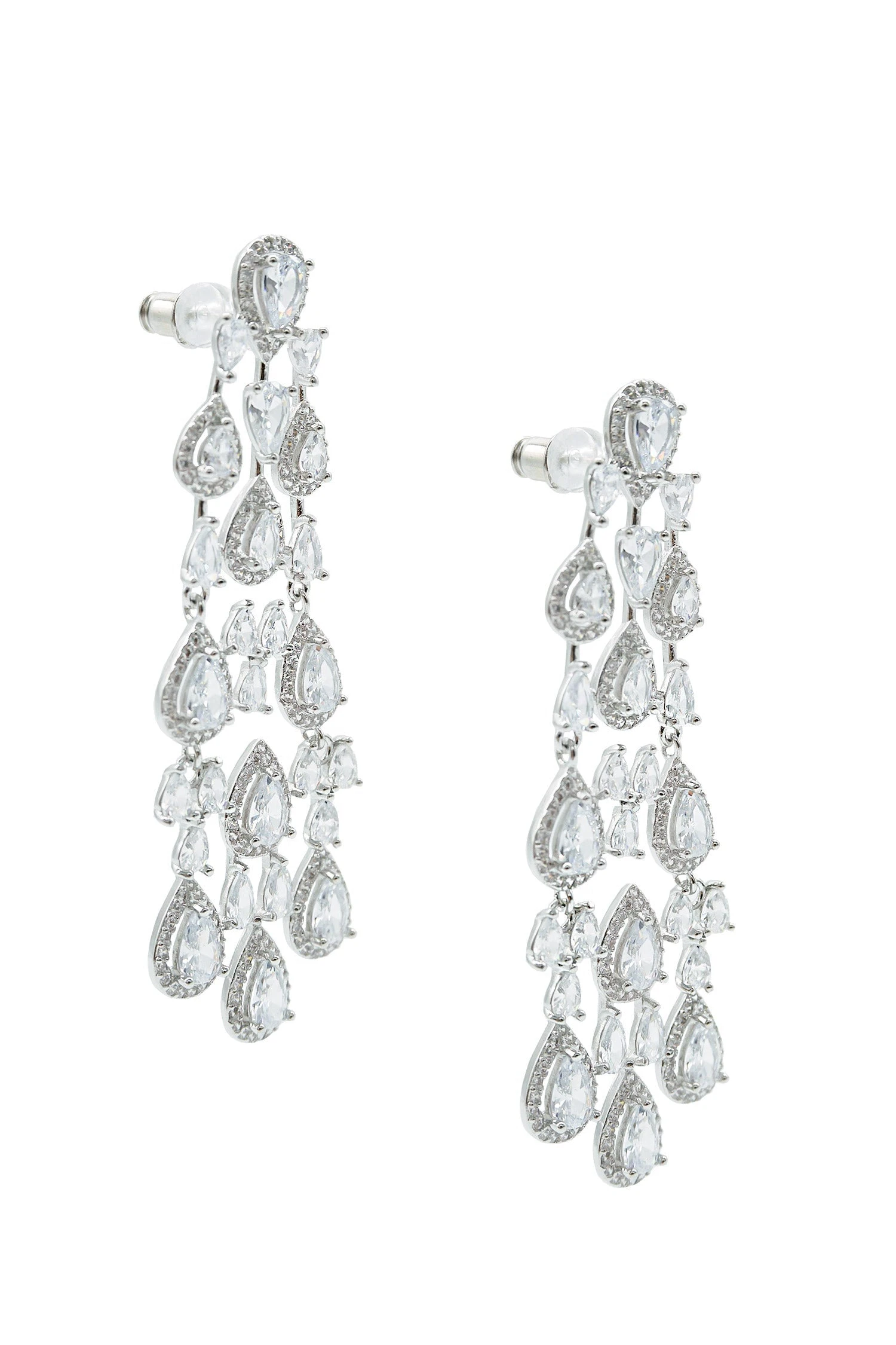 Corrine Silver Embellished Drop Earrings 3 Corrine Silver Embellished Drop Earrings - Image 2