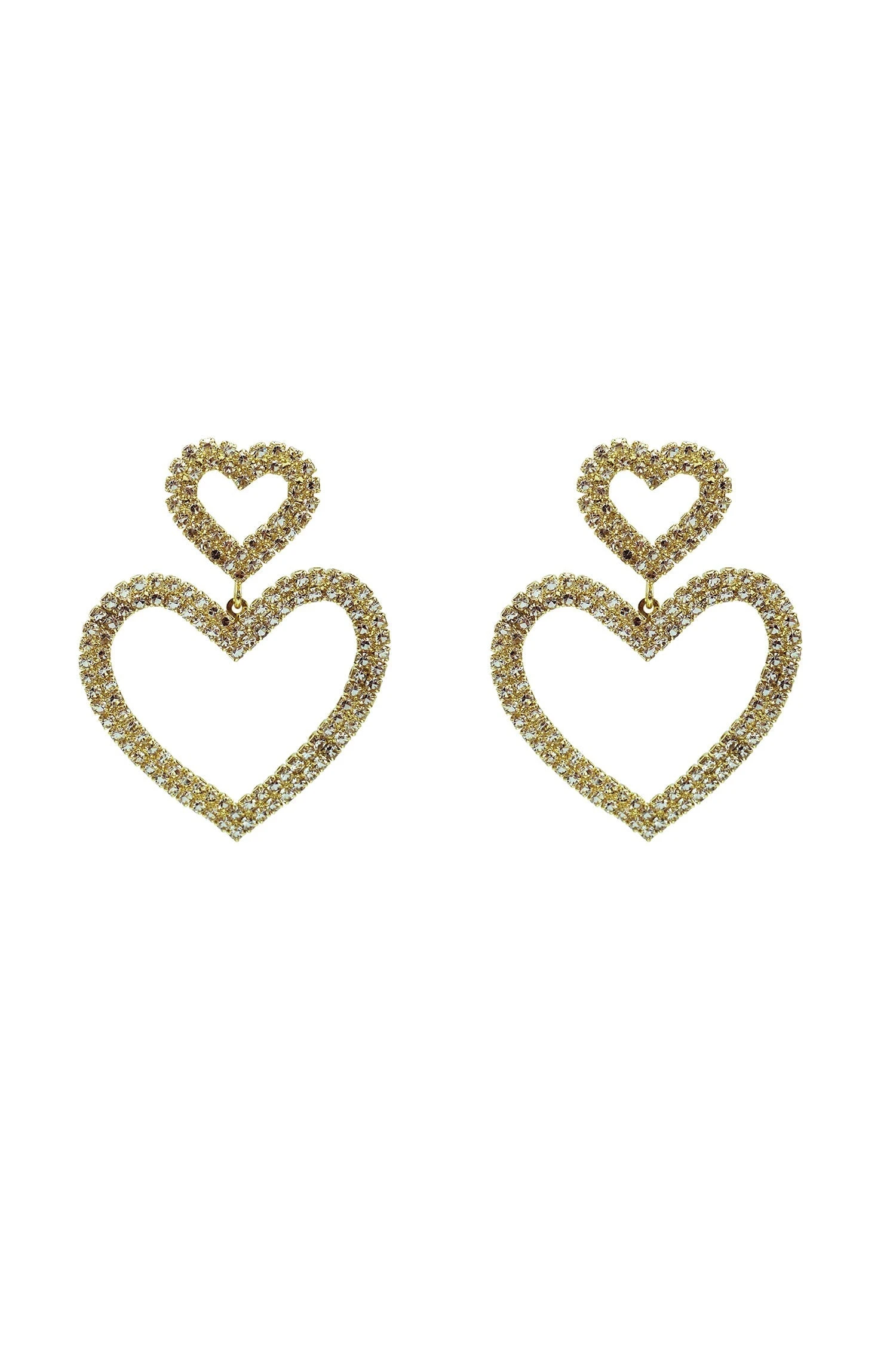 Chloe Gold Embellished Duo Heart Earrings 3 Chloe Gold Embellished Duo Heart Earrings