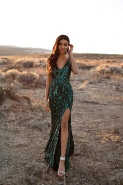 Danica Sequin Gown - Emerald